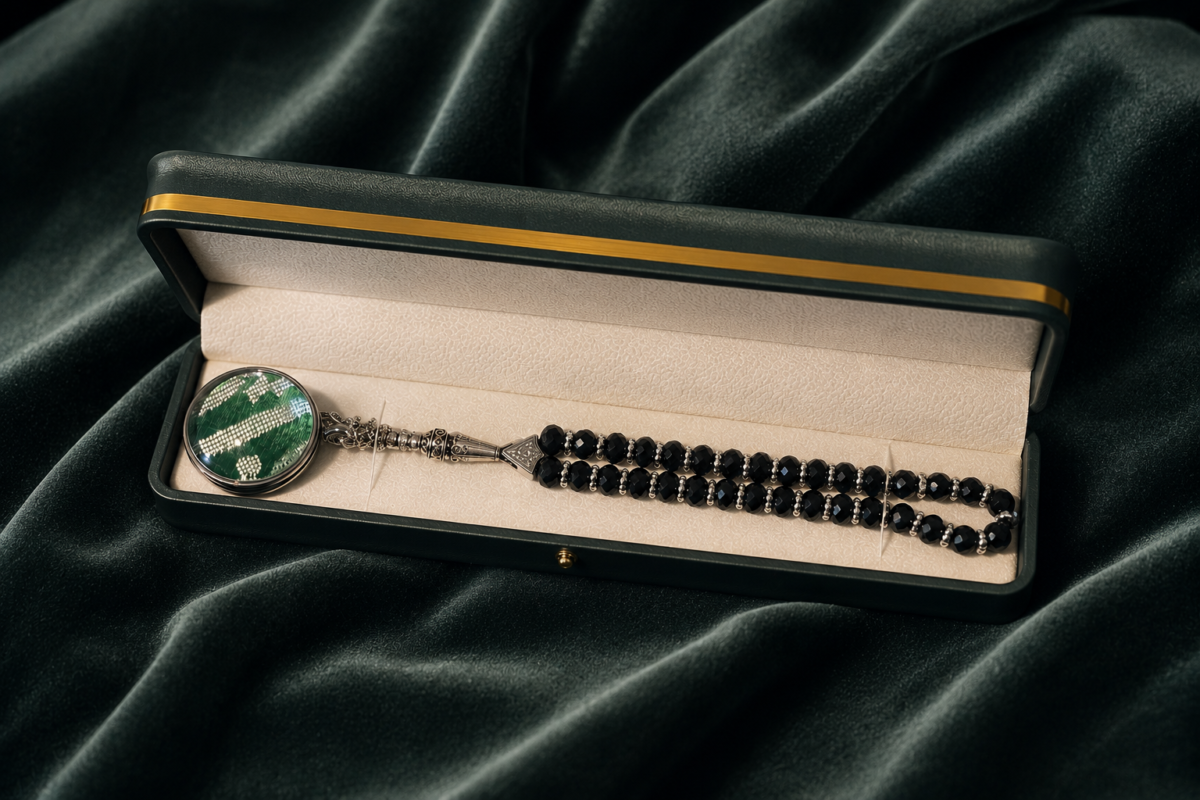 Green Kiswah Chamber Tasbih (With black Tasbih)